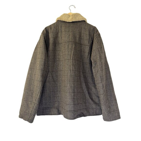 Mutual Weave Mens XLarge Coat Brown Plaid Wool Faux Shearling Collar Outdoors - Picture 2 of 10